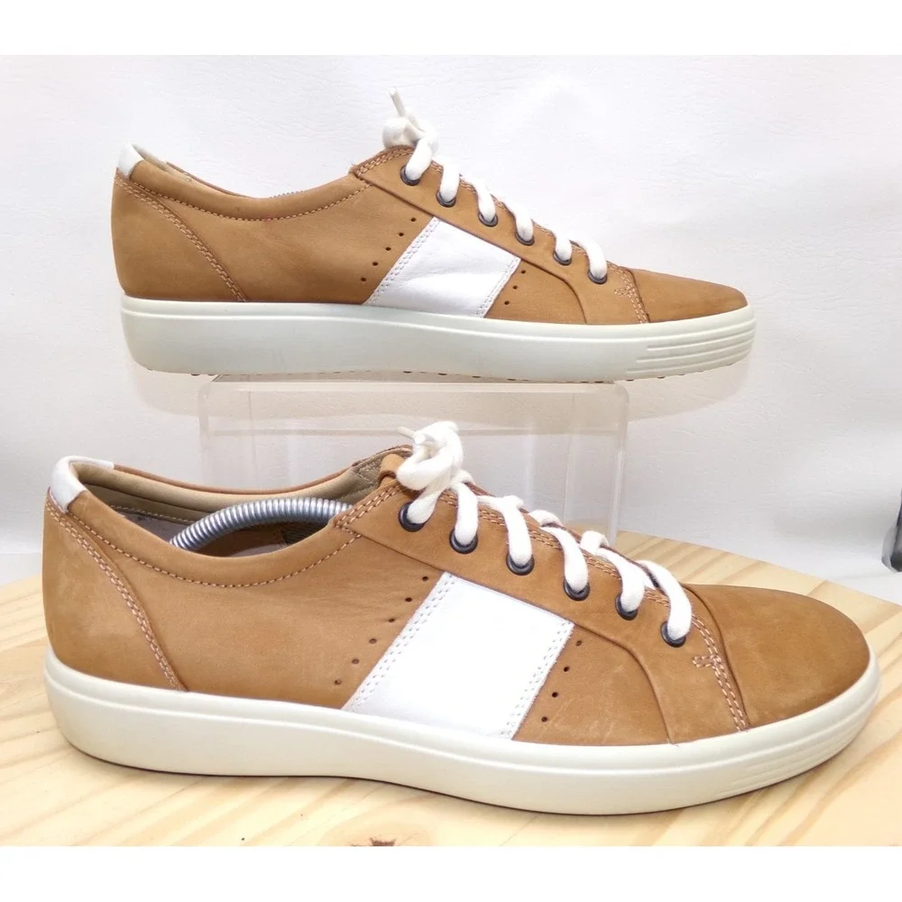 Ecco Soft 7 Sneakers Mens Cashmere Size 12 Leather Casual Comfort Lace Up